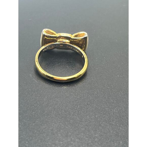 Kate Spade New York Take A Bow Cream Enamel Gold Plated Ring Sz 6.5 - Picture 4 of 10